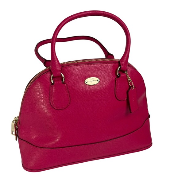 Coach Handbags - Coach Pink Crossgrain Leather Dome Satchel Double Zip Purse